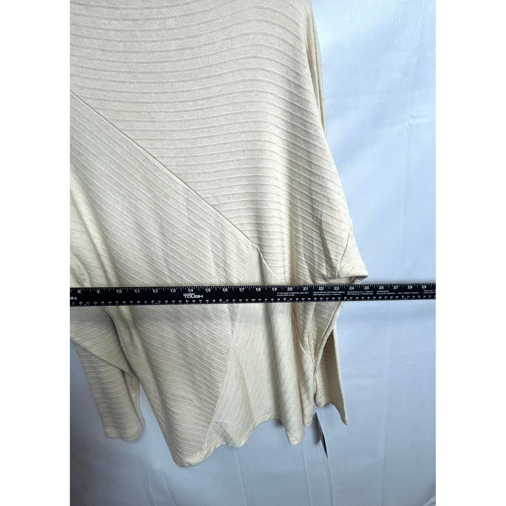 I.N. Studio Womens XL Cream Ribbed Mock Neck Diagonal Seam Tunic Top 0437L01 - Picture 3 of 8